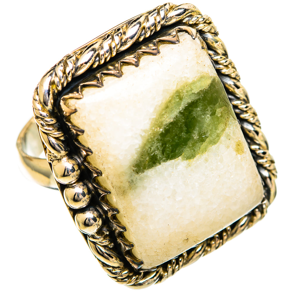 Green Tourmaline In Quartz Rings handcrafted by Ana Silver Co - RING110097 - Photo 2