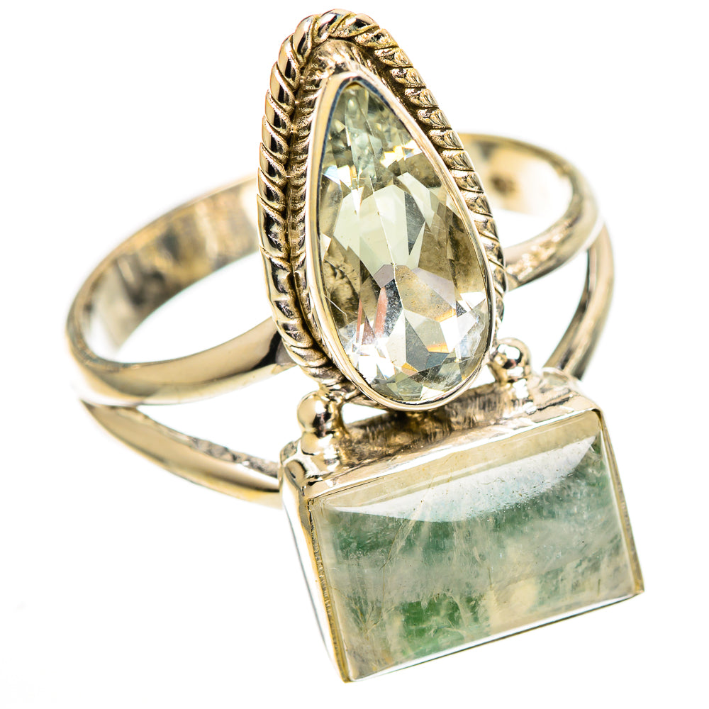 Green Moonstone Rings handcrafted by Ana Silver Co - RING110150 - Photo 2