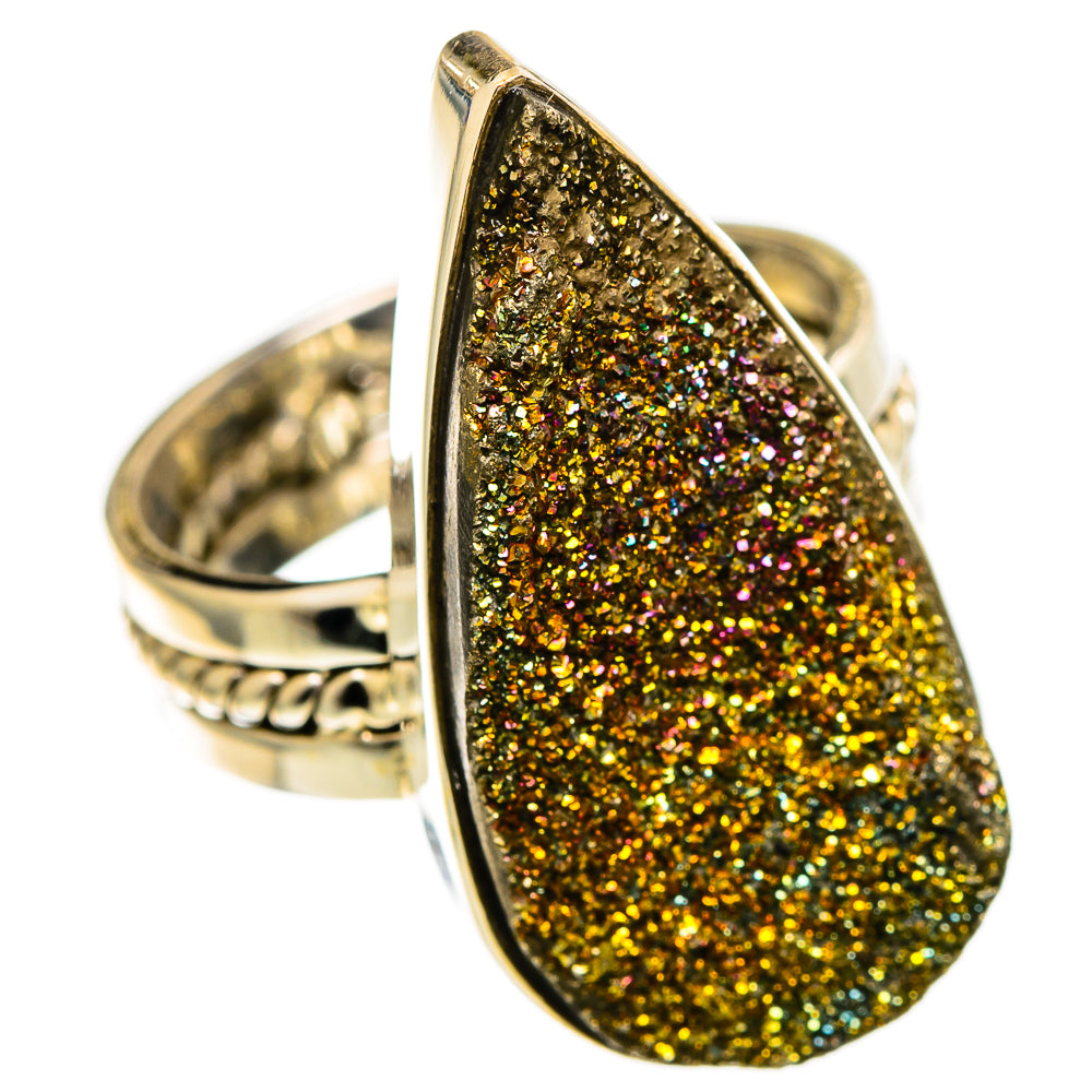 Spectro Pyrite Druzy Rings handcrafted by Ana Silver Co - RING110165 - Photo 2