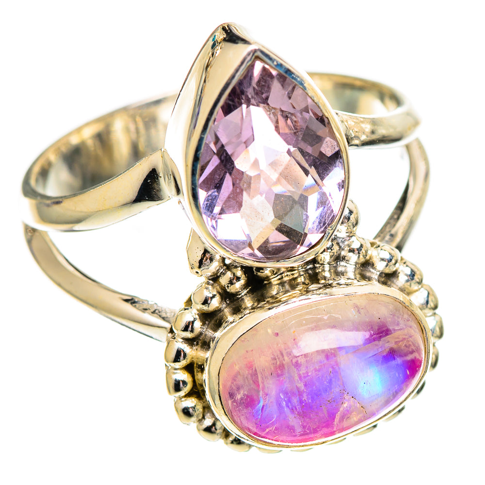 Pink Moonstone Rings handcrafted by Ana Silver Co - RING110203 - Photo 2