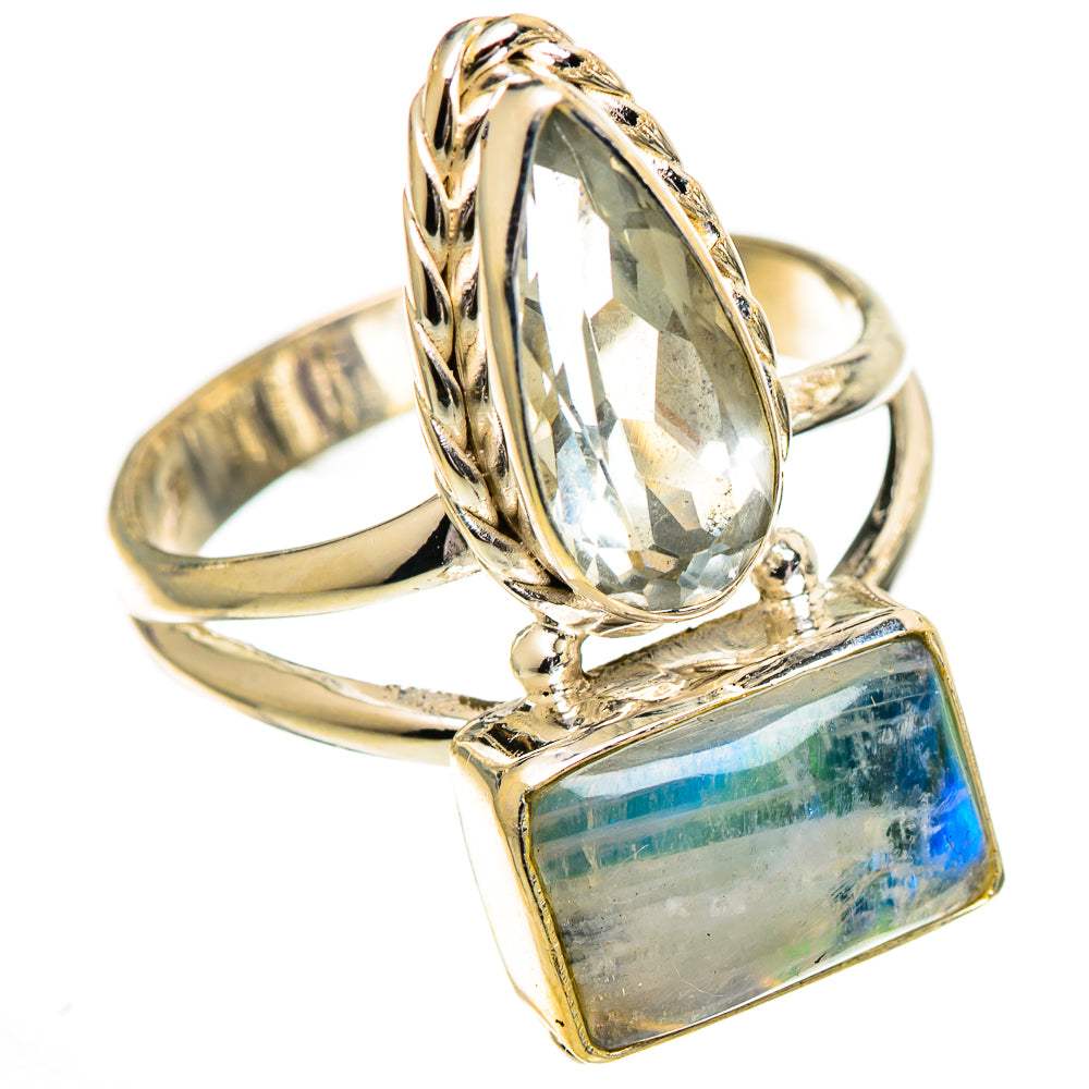Rainbow Moonstone Rings handcrafted by Ana Silver Co - RING110211 - Photo 2