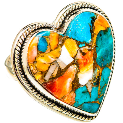 Spiny Oyster Turquoise Rings handcrafted by Ana Silver Co - RING110292 - Photo 2