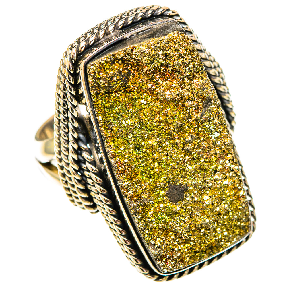 Spectro Pyrite Druzy Rings handcrafted by Ana Silver Co - RING110331 - Photo 2