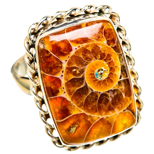 Ammonite Fossil Rings handcrafted by Ana Silver Co - RING110389 - Photo 2