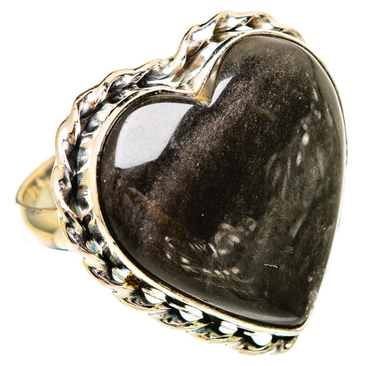 Gold Sheen Obsidian Rings handcrafted by Ana Silver Co - RING110428 - Photo 2