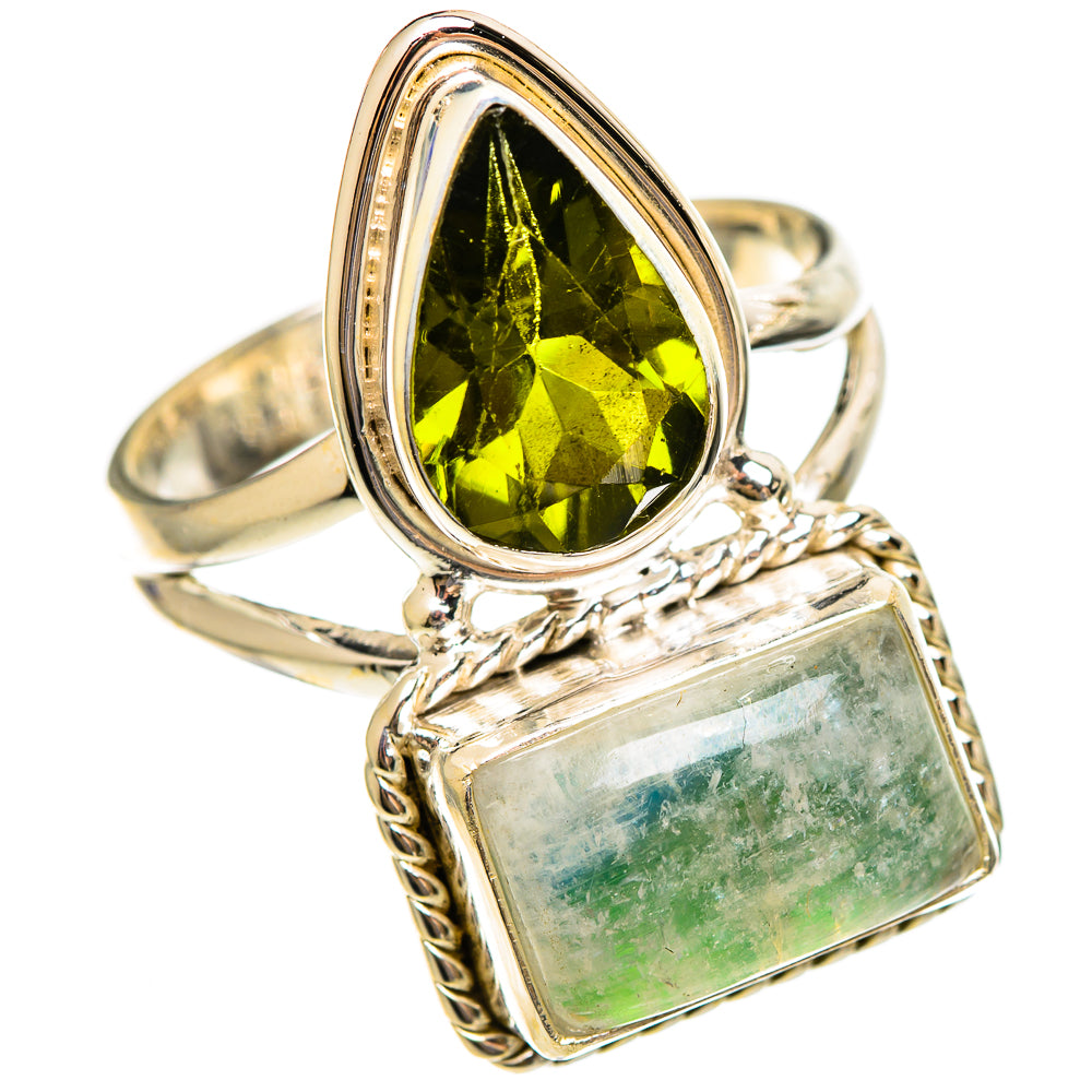 Green Moonstone Rings handcrafted by Ana Silver Co - RING110453 - Photo 2