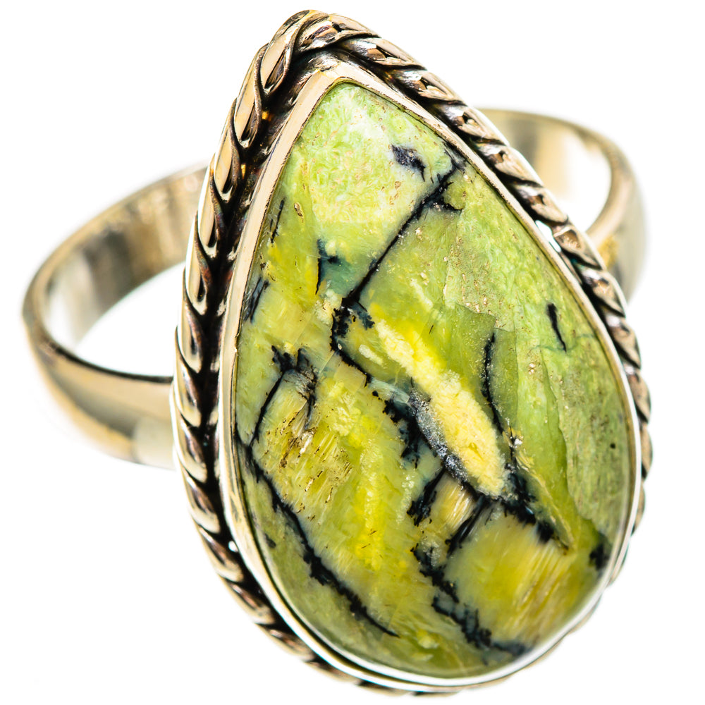 African Green Opal Rings handcrafted by Ana Silver Co - RING110454 - Photo 2