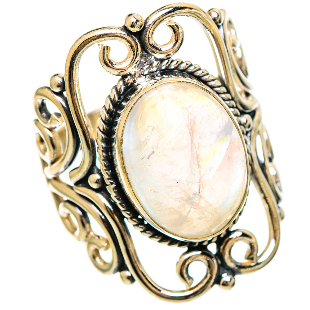 Rainbow Moonstone Rings handcrafted by Ana Silver Co - RING110502 - Photo 2