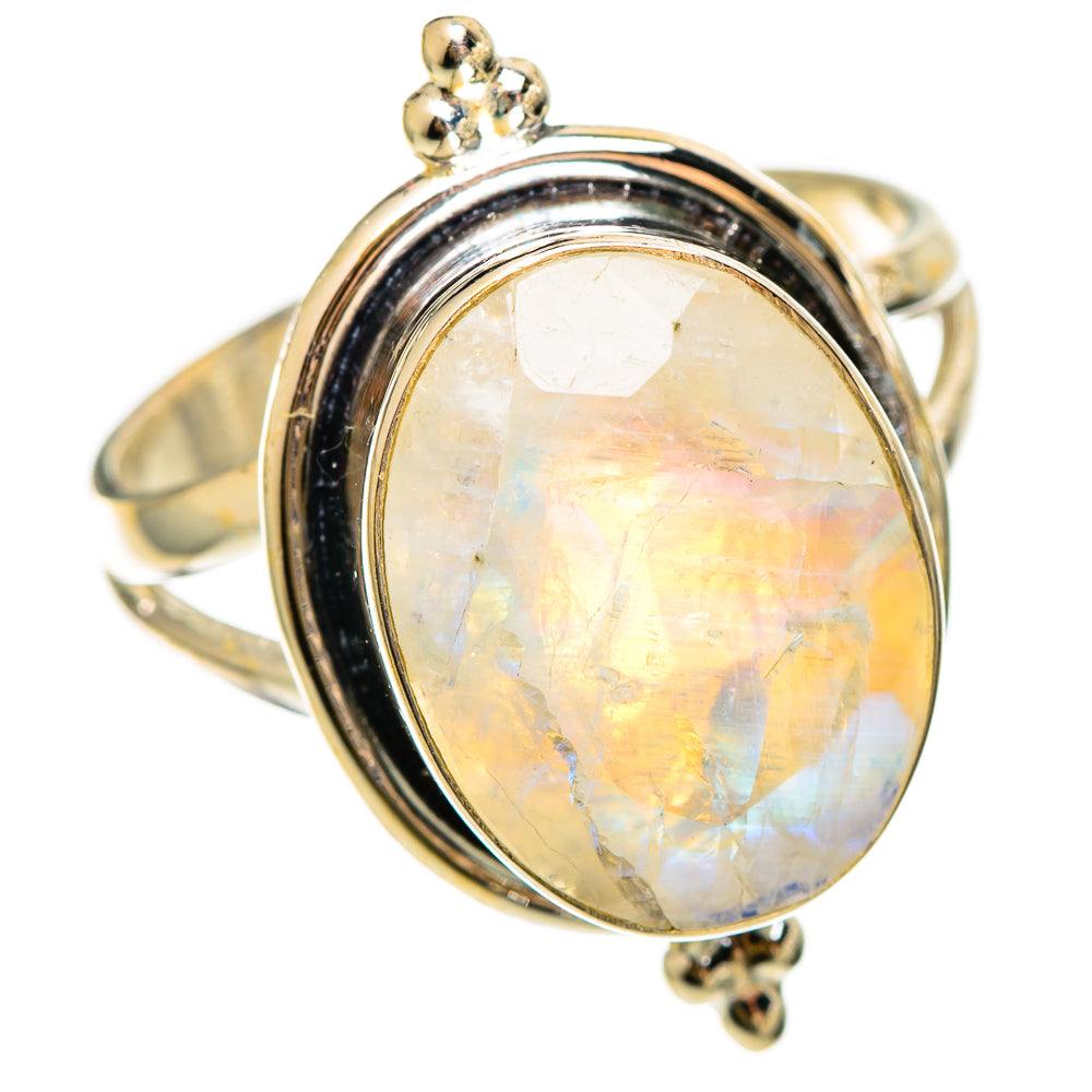 Rainbow Moonstone Rings handcrafted by Ana Silver Co - RING110525 - Photo 2