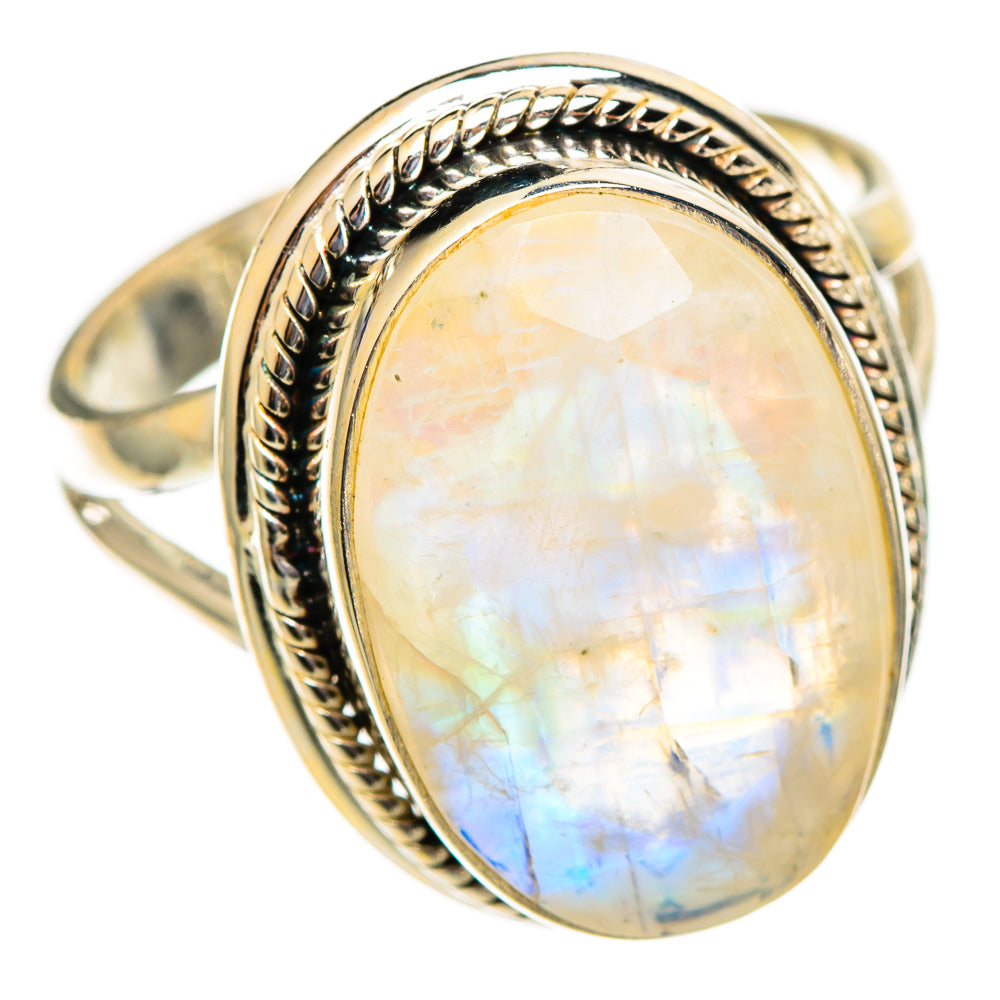 Rainbow Moonstone Rings handcrafted by Ana Silver Co - RING110577 - Photo 2