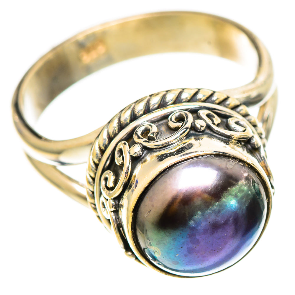 Titanium Pearl Rings handcrafted by Ana Silver Co - RING110596 - Photo 2