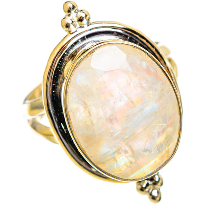 Rainbow Moonstone Rings handcrafted by Ana Silver Co - RING110605 - Photo 2