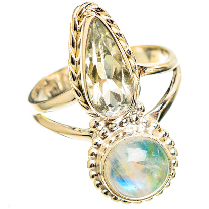 Green Moonstone Rings handcrafted by Ana Silver Co - RING110619 - Photo 2
