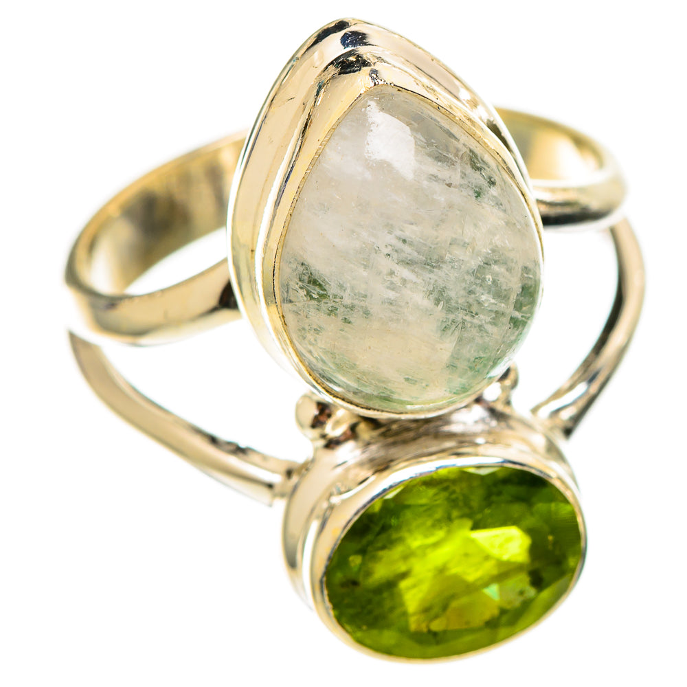 Green Moonstone Rings handcrafted by Ana Silver Co - RING110623 - Photo 2