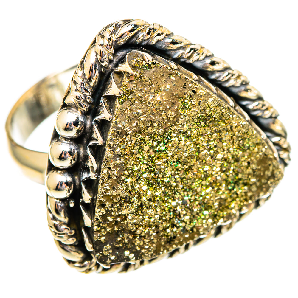 Spectro Pyrite Druzy Rings handcrafted by Ana Silver Co - RING110734 - Photo 2