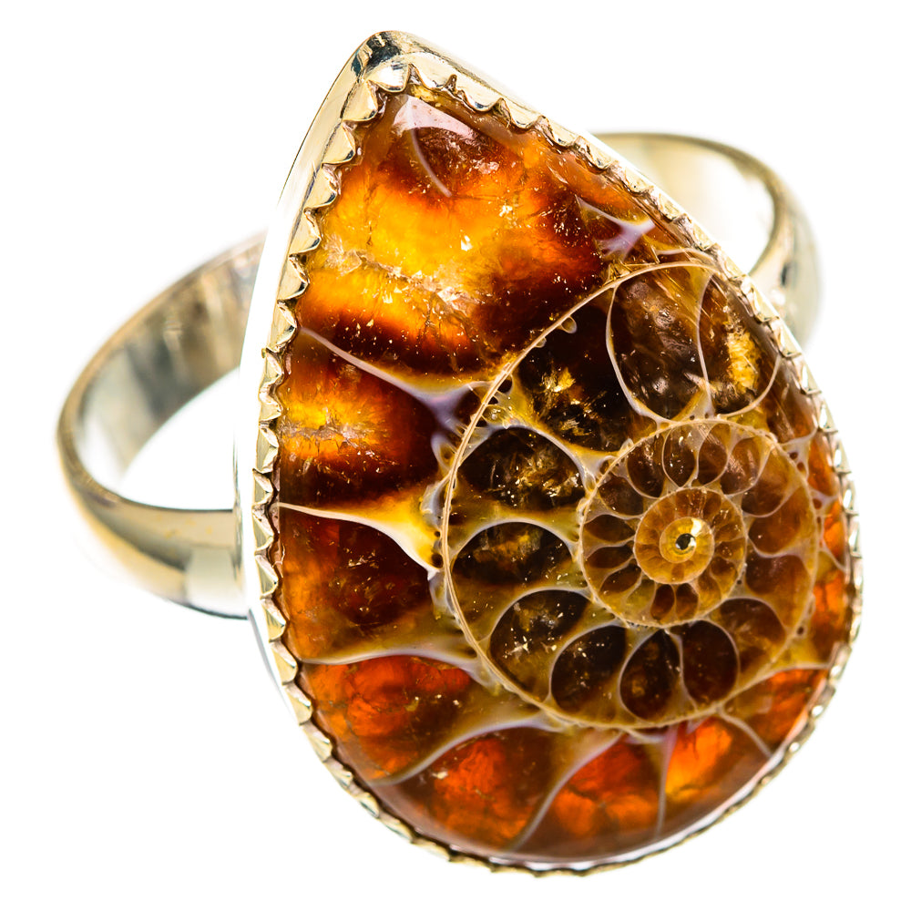Ammonite Fossil Rings handcrafted by Ana Silver Co - RING110818 - Photo 2
