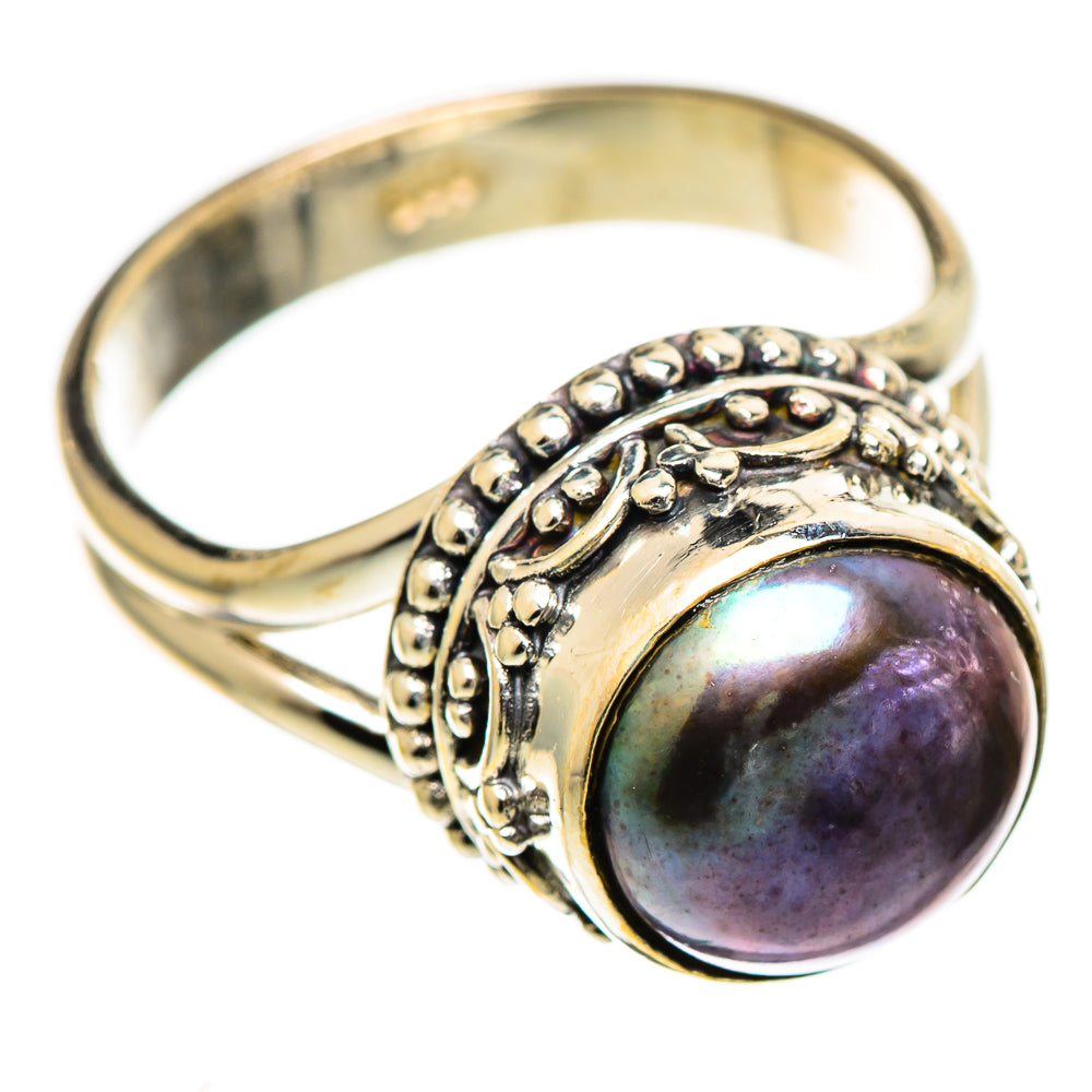 Titanium Cultured Pearl Rings handcrafted by Ana Silver Co - RING110823 - Photo 2