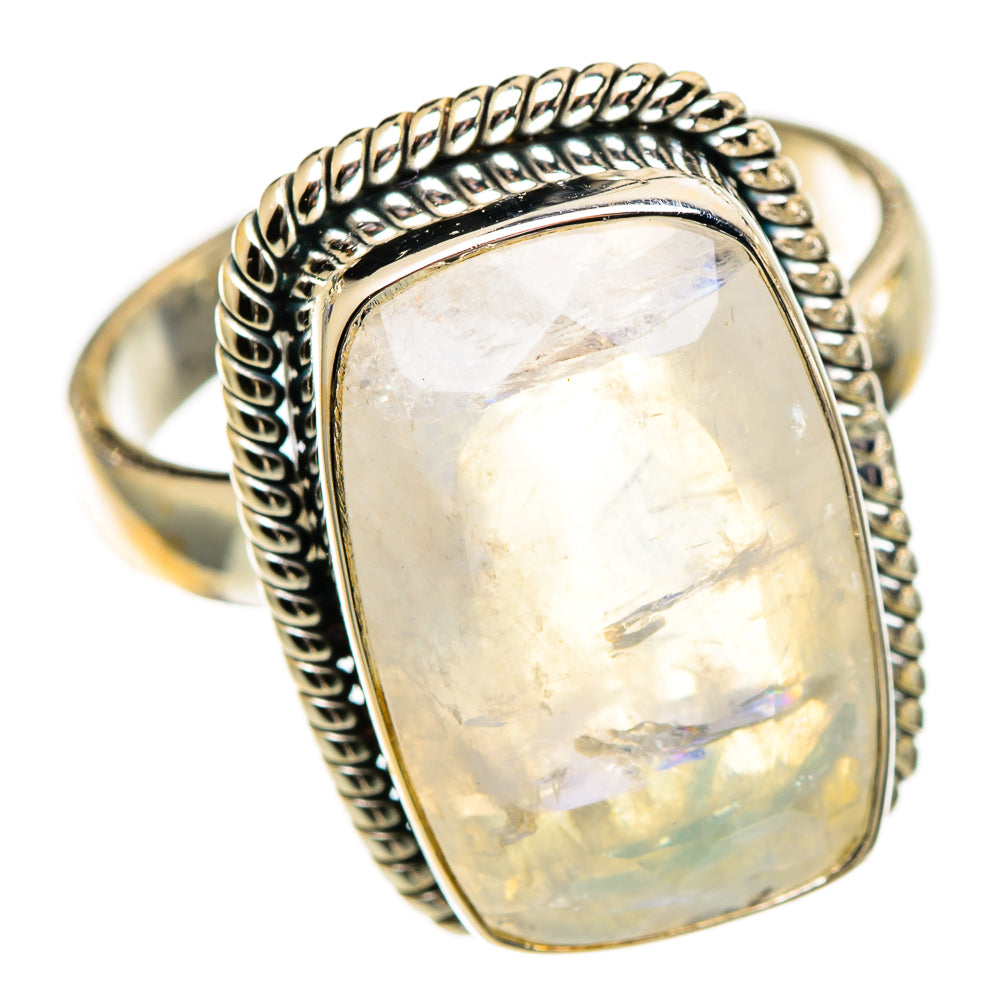 Rainbow Moonstone Rings handcrafted by Ana Silver Co - RING110827 - Photo 2