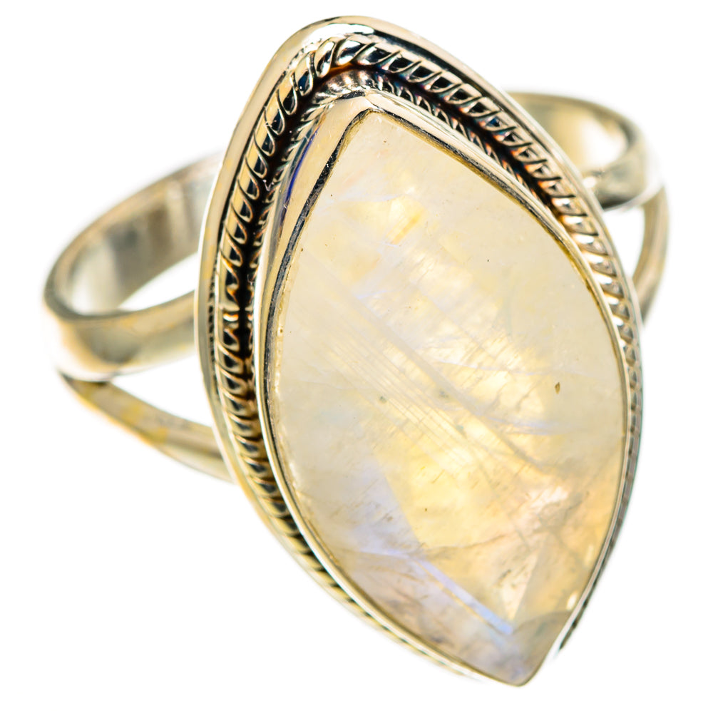 Rainbow Moonstone Rings handcrafted by Ana Silver Co - RING110828 - Photo 2
