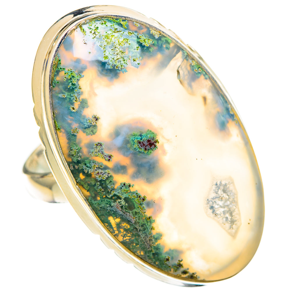 Green Moss Agate Rings handcrafted by Ana Silver Co - RING110880 - Photo 2