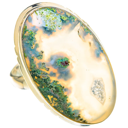 Green Moss Agate Rings handcrafted by Ana Silver Co - RING110880 - Photo 2