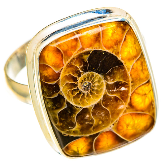 Ammonite Fossil Rings handcrafted by Ana Silver Co - RING110931 - Photo 2