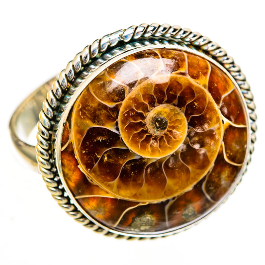 Ammonite Fossil Rings handcrafted by Ana Silver Co - RING110975 - Photo 2
