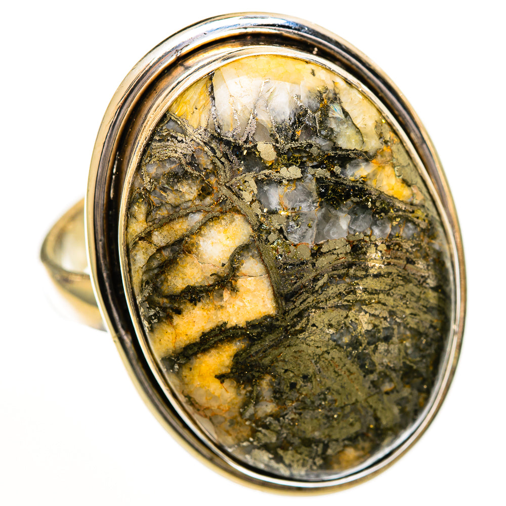 Pyrite Agate Rings handcrafted by Ana Silver Co - RING111045 - Photo 2