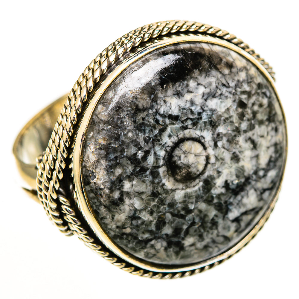 Moroccan Goniatite Fossil Rings handcrafted by Ana Silver Co - RING111047 - Photo 2
