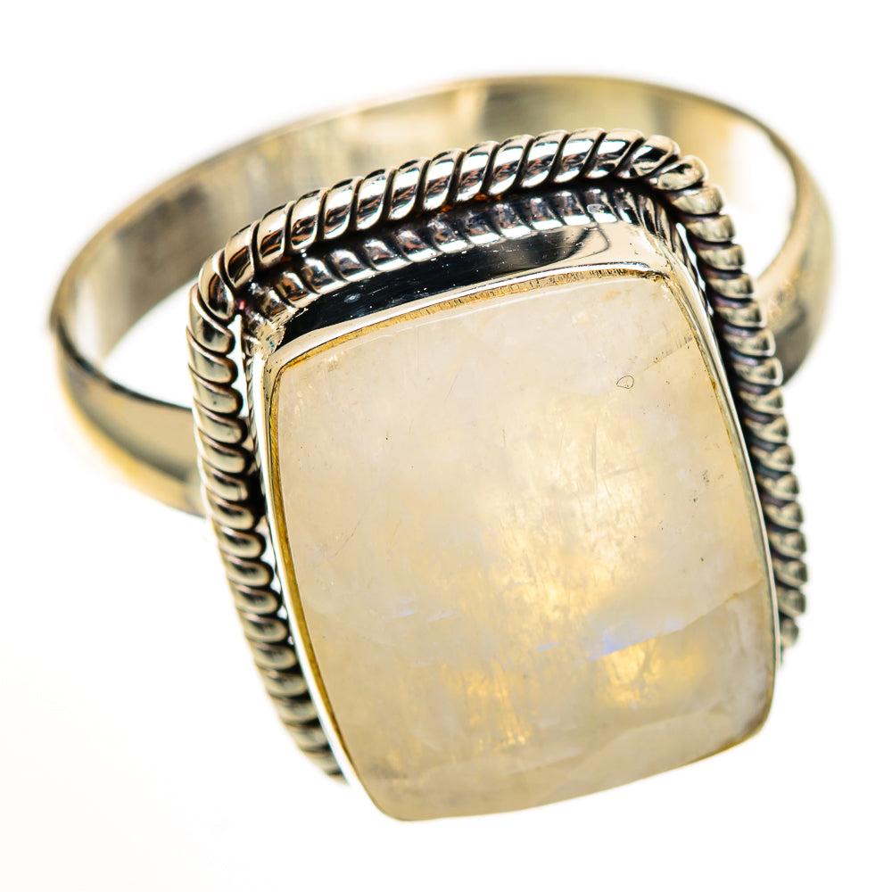 Rainbow Moonstone Rings handcrafted by Ana Silver Co - RING111100 - Photo 2