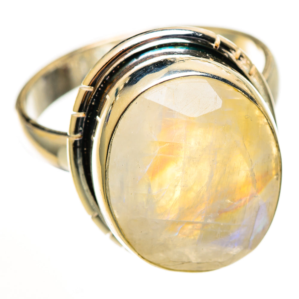 Rainbow Moonstone Rings handcrafted by Ana Silver Co - RING111101 - Photo 2