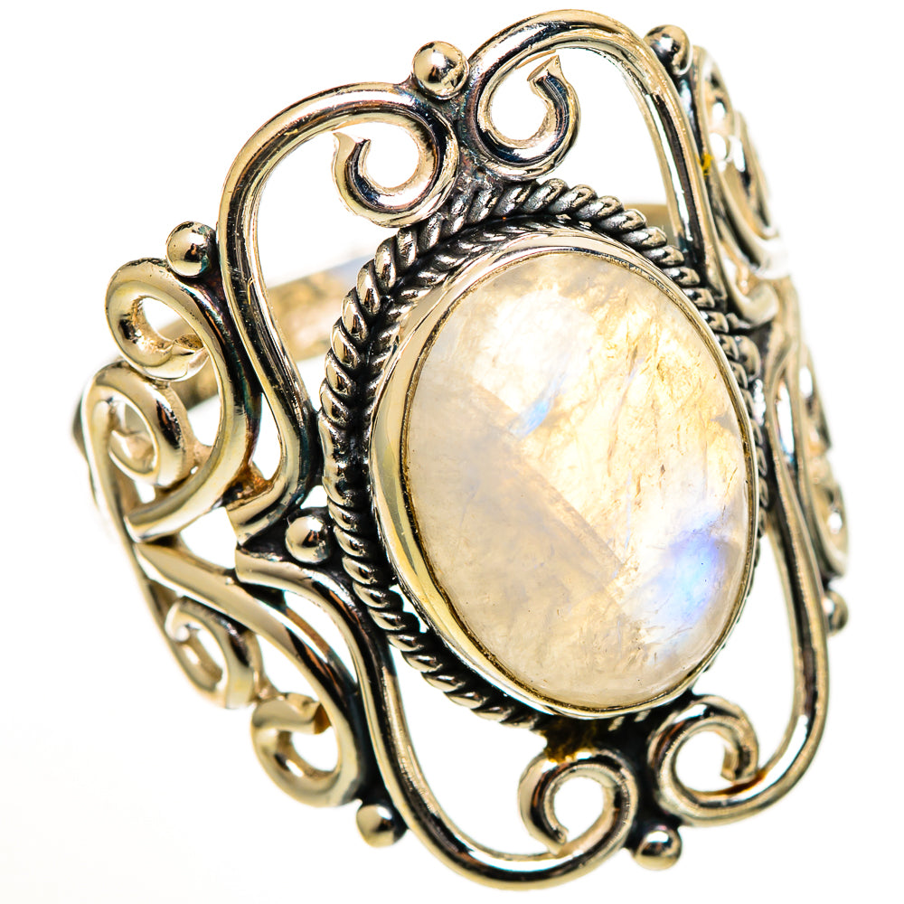 Rainbow Moonstone Rings handcrafted by Ana Silver Co - RING111128 - Photo 2