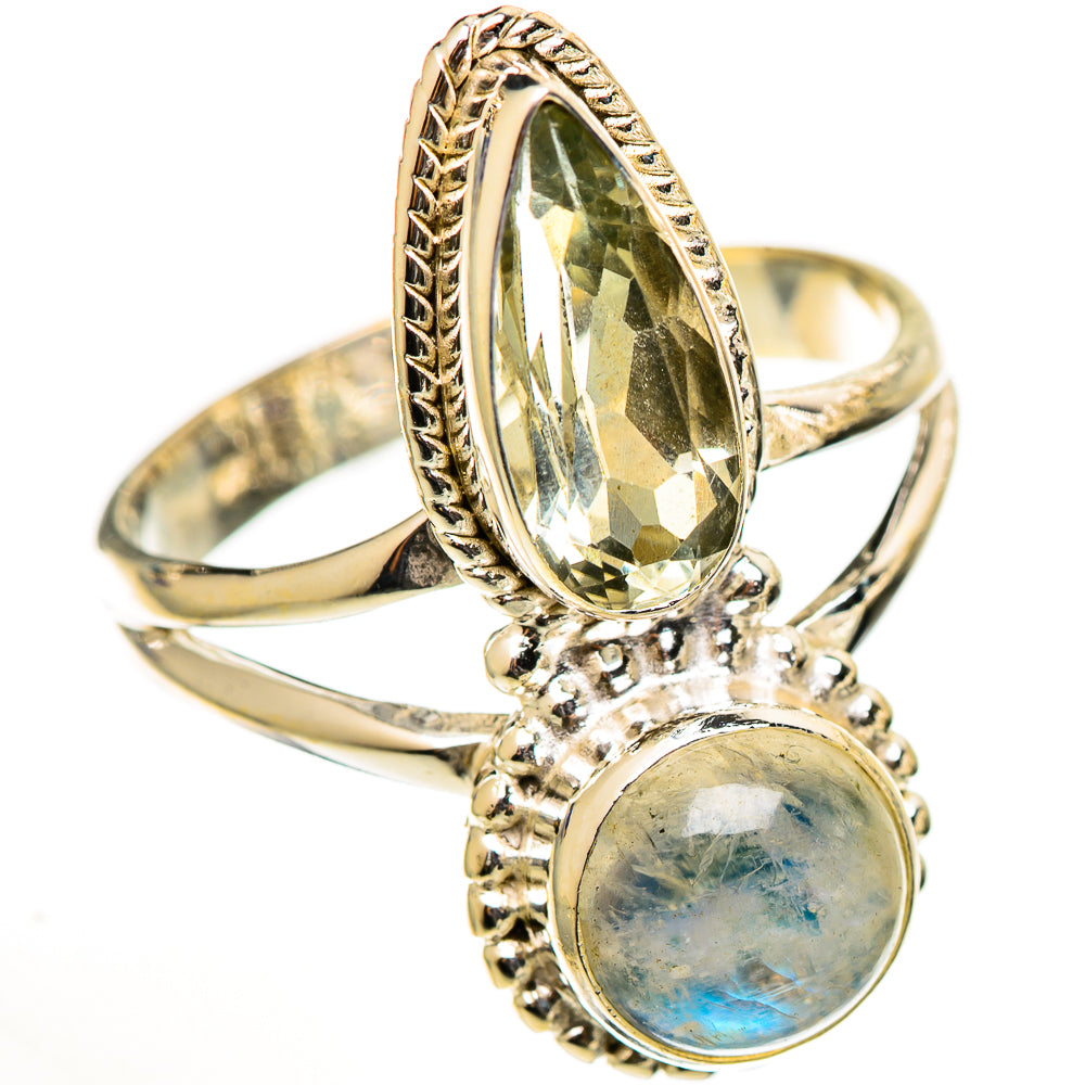 Rainbow Moonstone Rings handcrafted by Ana Silver Co - RING111165 - Photo 2