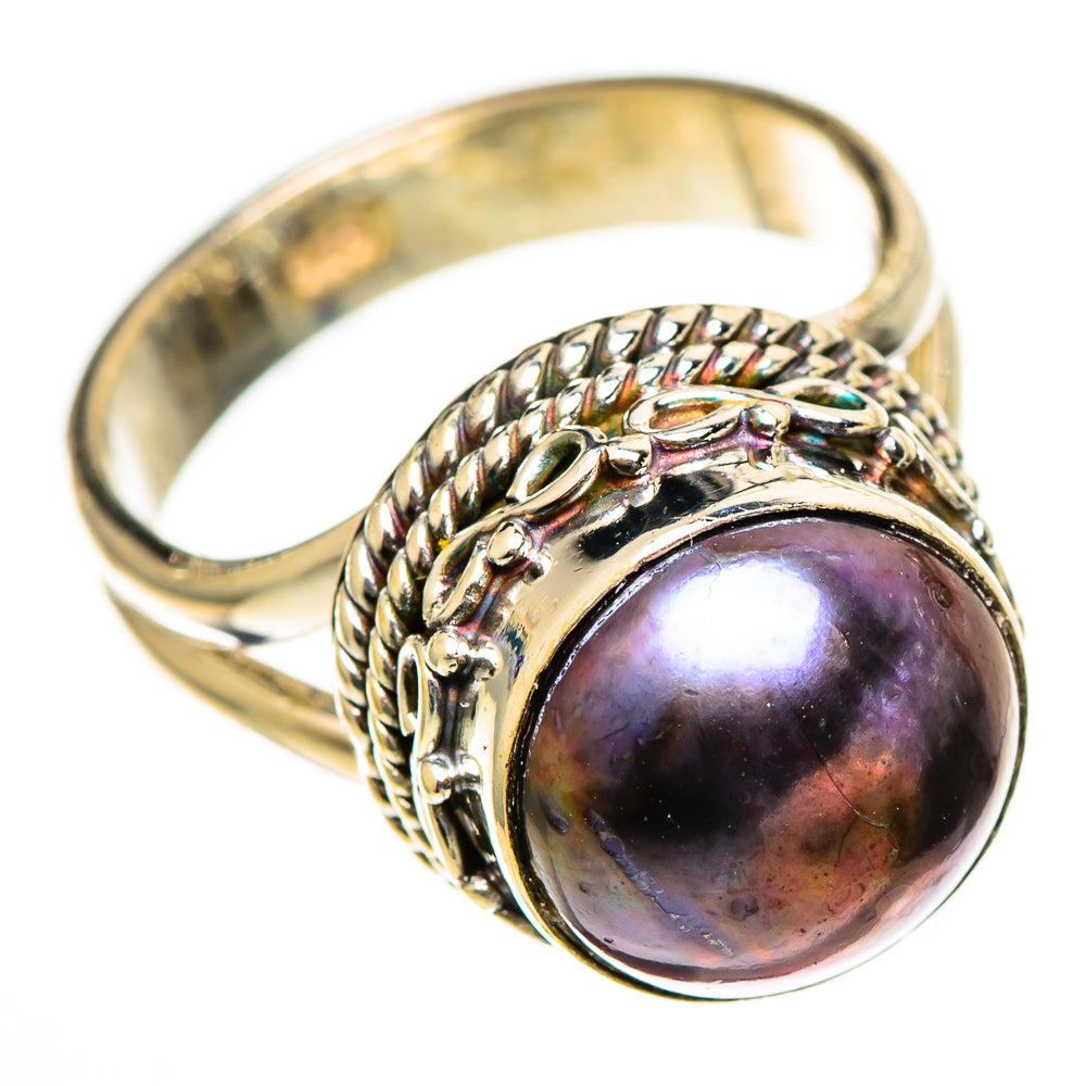 Titanium Pearl Rings handcrafted by Ana Silver Co - RING111174 - Photo 2