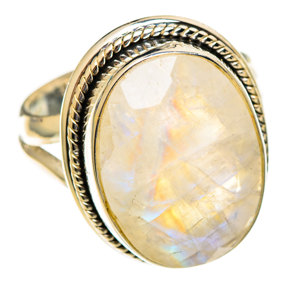 Rainbow Moonstone Rings handcrafted by Ana Silver Co - RING111180 - Photo 2