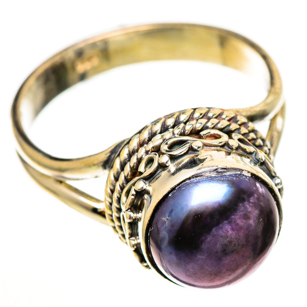 Titanium Pearl Rings handcrafted by Ana Silver Co - RING111198 - Photo 2