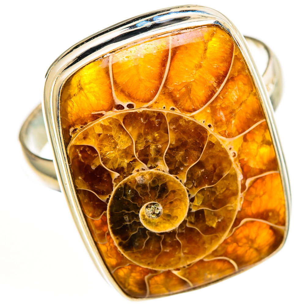 Ammonite Fossil Rings handcrafted by Ana Silver Co - RING111325 - Photo 2