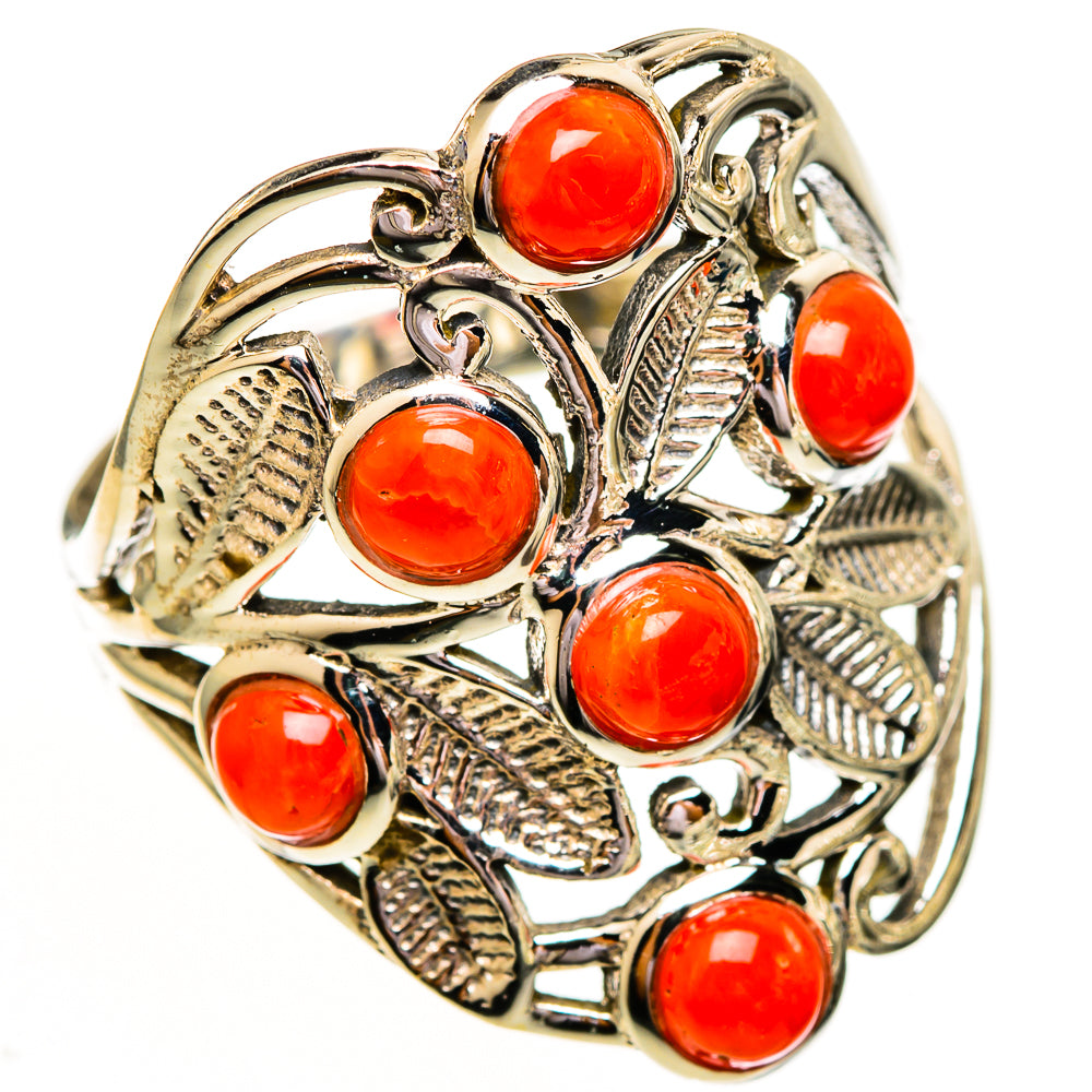 Mediterranean Red Coral Rings handcrafted by Ana Silver Co - RING111826 - Photo 2