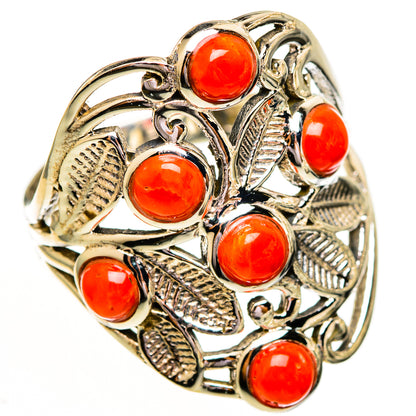 Mediterranean Red Coral Rings handcrafted by Ana Silver Co - RING111826 - Photo 2