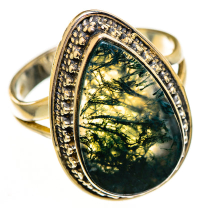 Green Moss Agate Rings handcrafted by Ana Silver Co - RING111847 - Photo 2