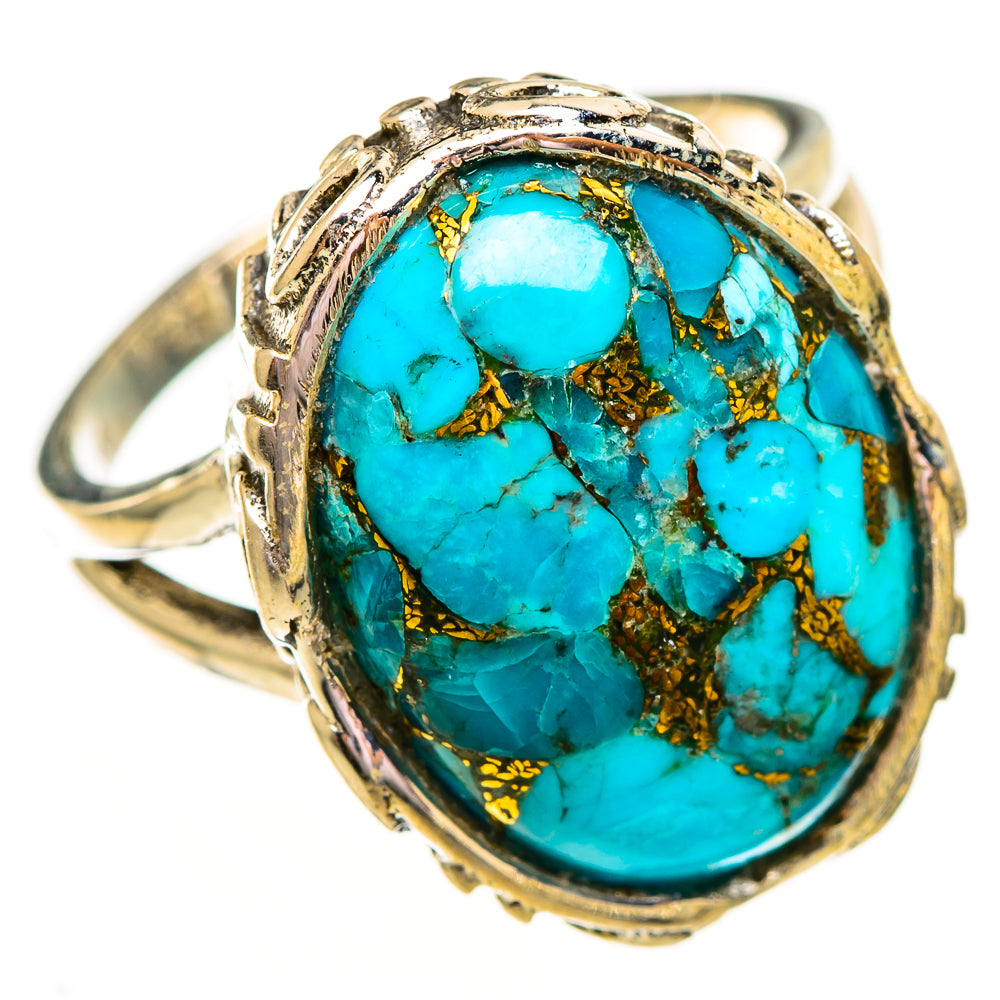 Blue Copper Composite Turquoise Rings handcrafted by Ana Silver Co - RING111873 - Photo 2