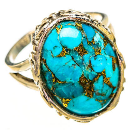 Blue Copper Composite Turquoise Rings handcrafted by Ana Silver Co - RING111873 - Photo 2