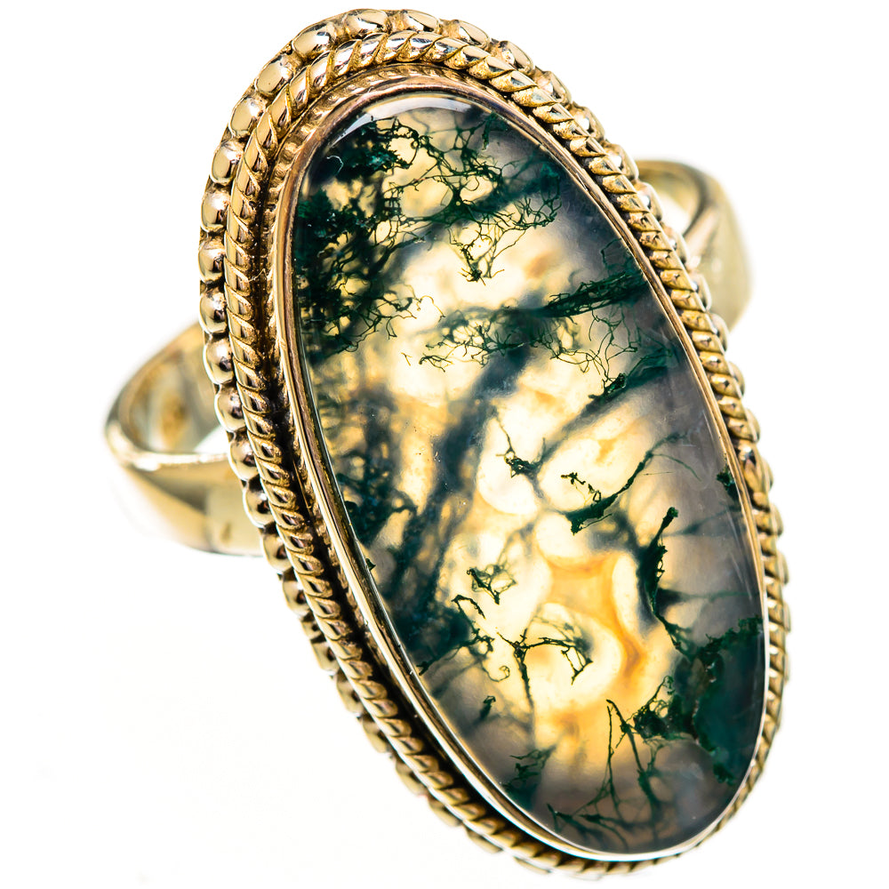 Green Moss Agate Rings handcrafted by Ana Silver Co - RING111877 - Photo 2
