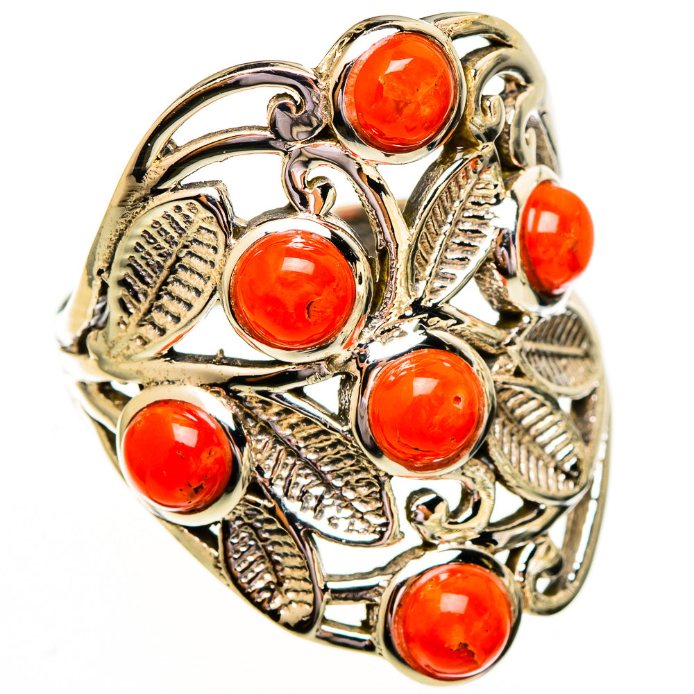 Mediterranean Red Coral Rings handcrafted by Ana Silver Co - RING111886 - Photo 2