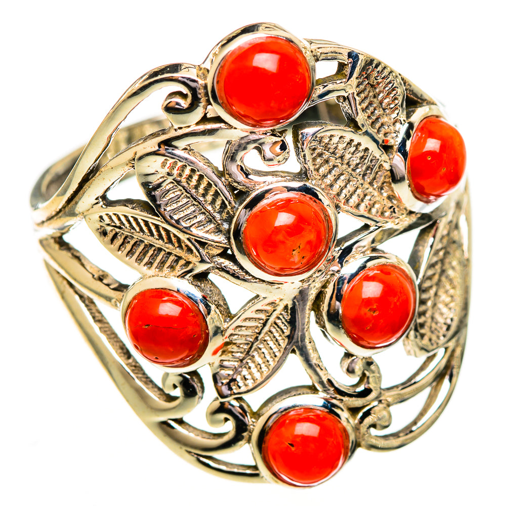 Mediterranean Red Coral Rings handcrafted by Ana Silver Co - RING111917 - Photo 2