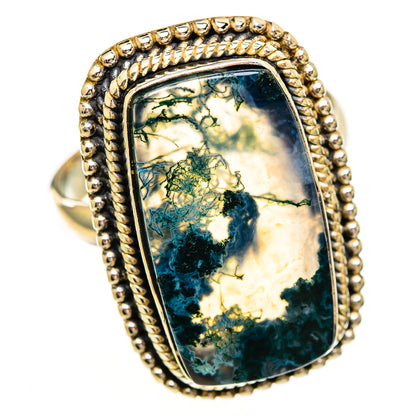 Green Moss Agate Rings handcrafted by Ana Silver Co - RING111938 - Photo 2