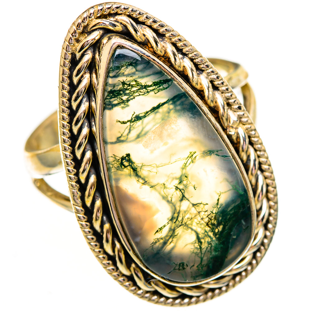 Green Moss Agate Rings handcrafted by Ana Silver Co - RING111979 - Photo 2