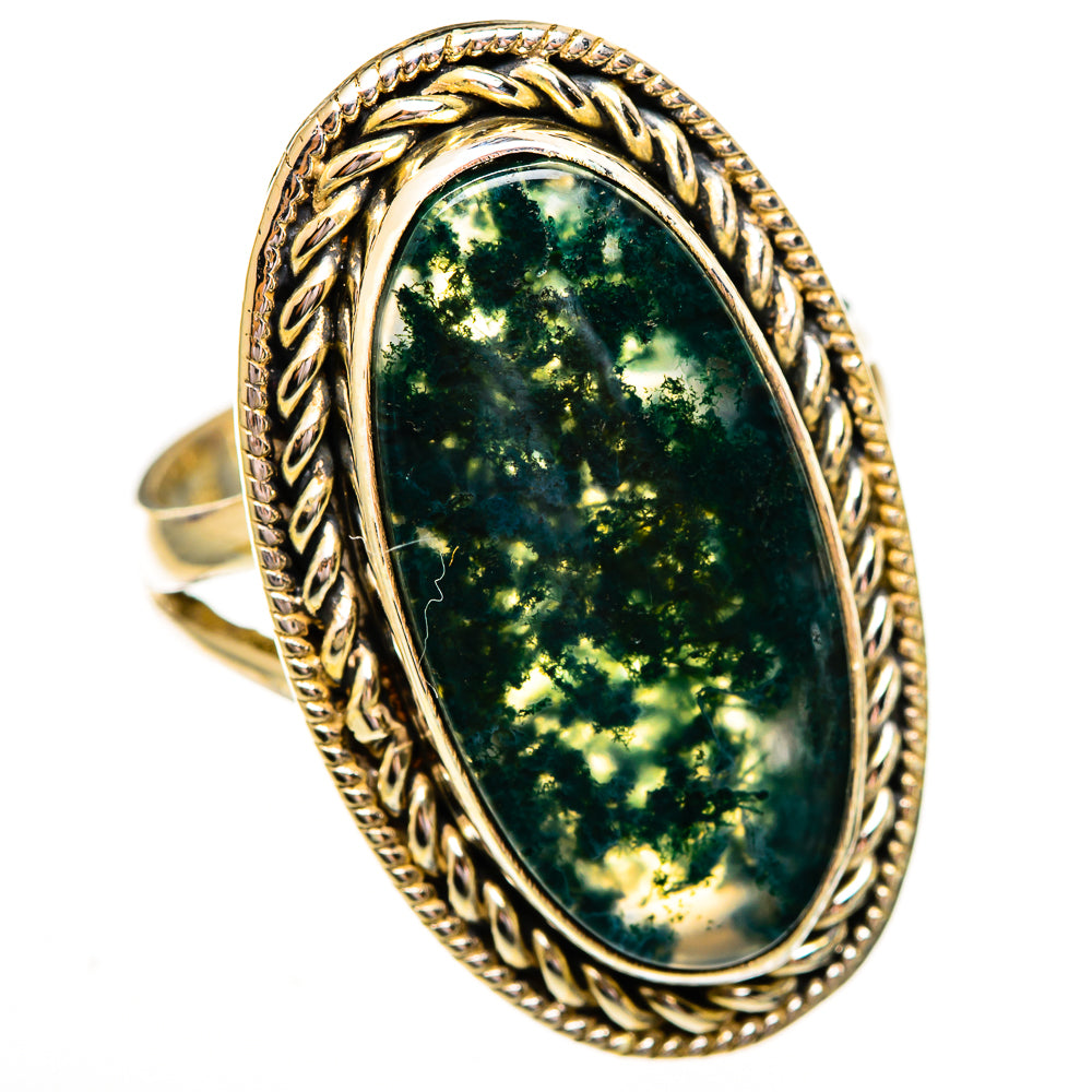 Green Moss Agate Rings handcrafted by Ana Silver Co - RING112001 - Photo 2