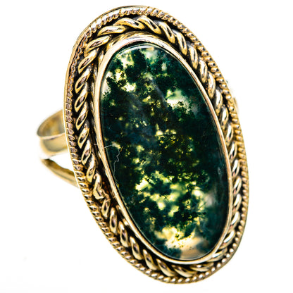 Green Moss Agate Rings handcrafted by Ana Silver Co - RING112001 - Photo 2