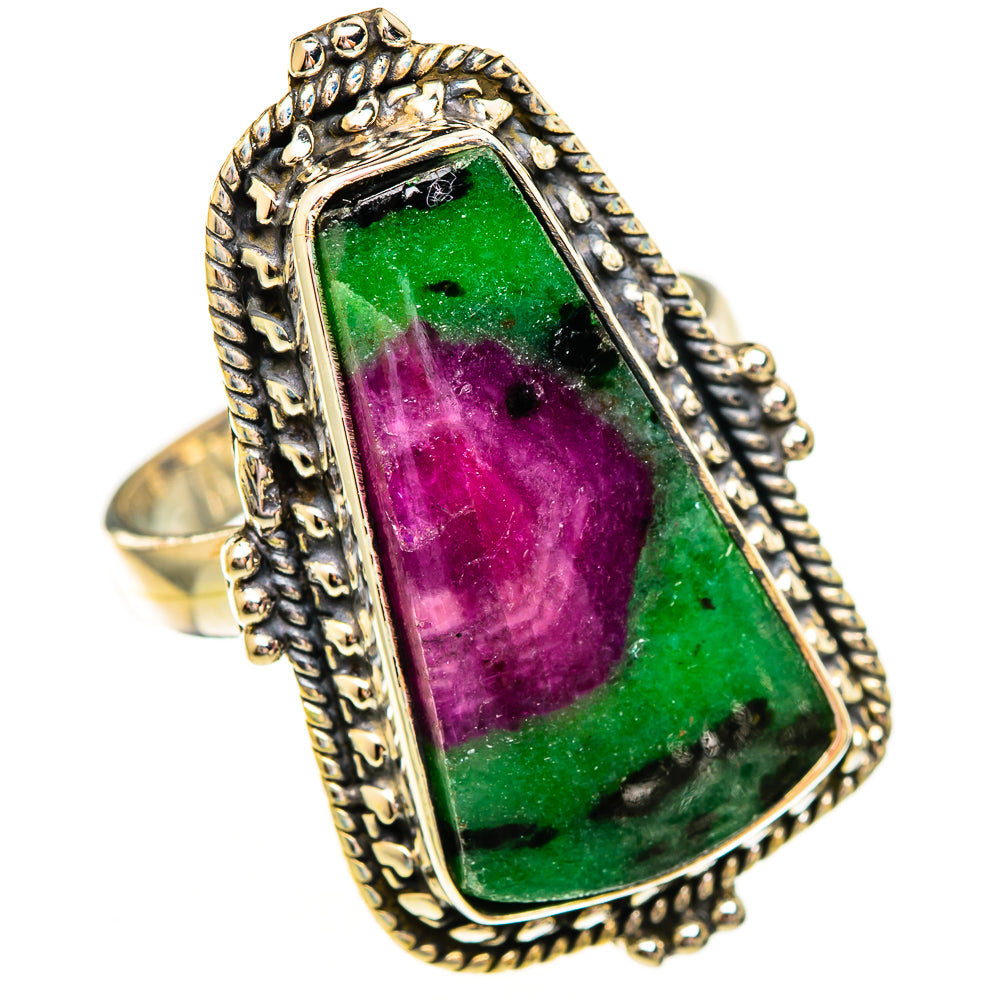 Ruby Zoisite Rings handcrafted by Ana Silver Co - RING112032 - Photo 2